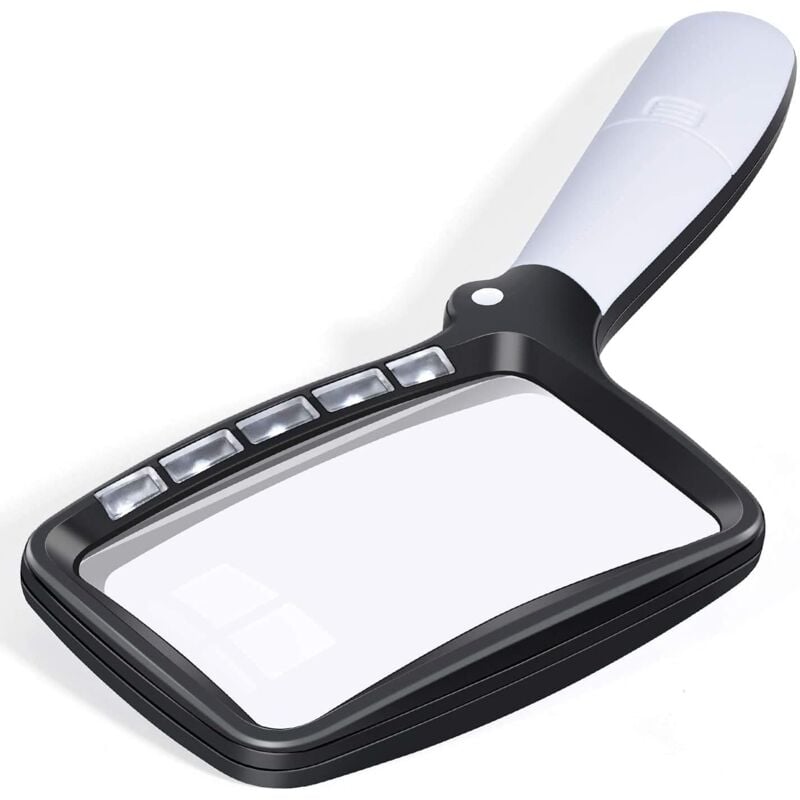 foto del prodotto rnemitery lente d ingrandimento pieghevole con luce, grande lente d ingrandimento portatile pieghevole da lettura ingrandimento 3x con 5 led