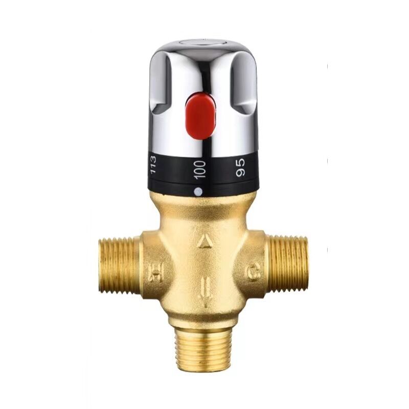 foto del prodotto rnemitery miscelatore termostatico regolabile per bagno miscelatore acqua in ottone valvola di controllo della temperatura per miscelazione acqua