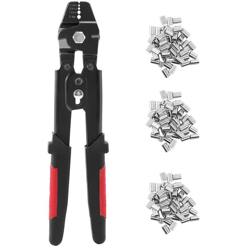 foto del prodotto rnemitery pinze da pesca per crimpatrici per funi metalliche, una pinza per crimpare swager con un kit di manicotti per crimpatrice