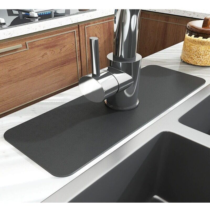 foto del prodotto rnemitery protezione antispruzzo 38x13,8 cm protezione antispruzzo grigio scuro per rubinetto del lavandino 2 tappetini super assorbenti ad