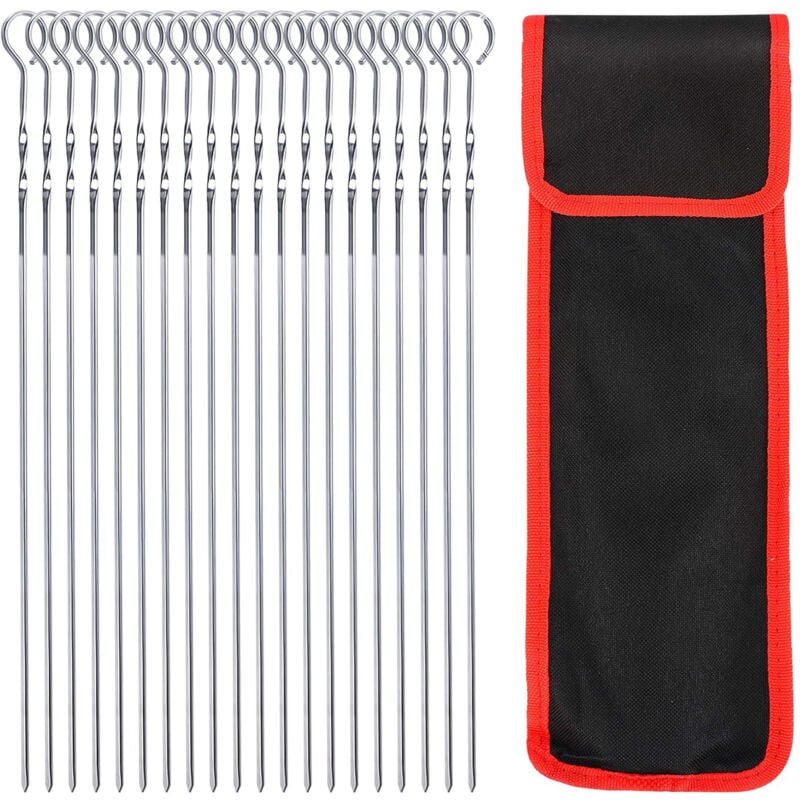 foto del prodotto rnemitery set 20 spiedini di carne in acciaio inox per barbecue, spiedini piatti in metallo 36 cm