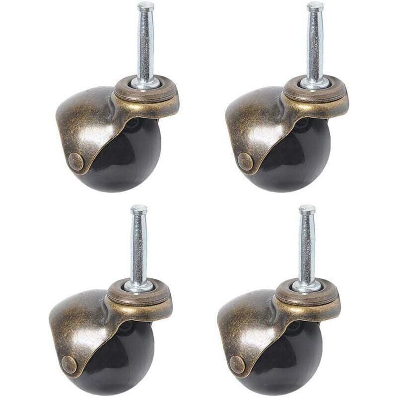 foto del prodotto rnemitery set di 4 ruote piroettanti girevoli a 360 gradi, rotelle a sfera con stelo con anello di presa, con piastra superiore