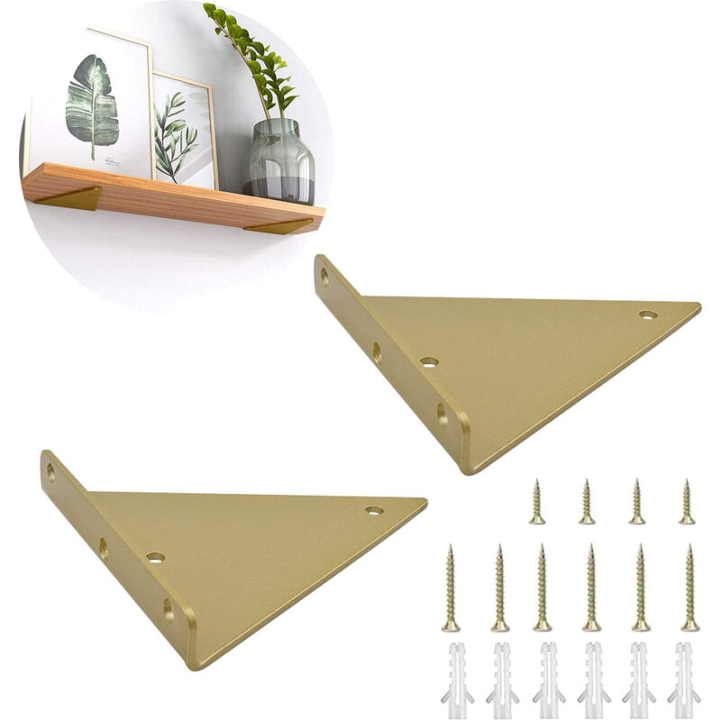foto del prodotto rnemitery staffe metalliche triangolari da 2 pezzi con accessori di montaggio per ripiani portaoggetti, scaffali da cucina 8x10 cm 3,1x3,9