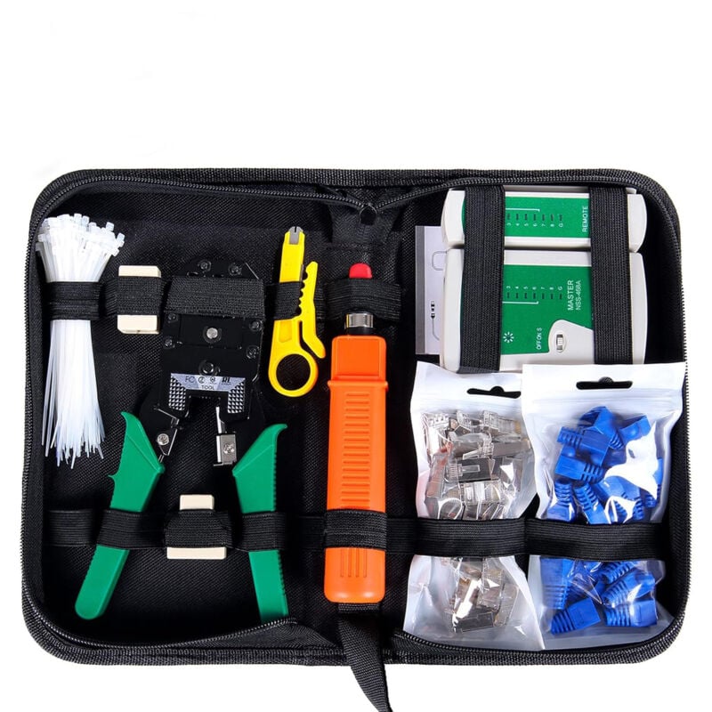 foto del prodotto rnemitery tester di rete professionale 9 in 1 cavo di rete kit di strumenti di riparazione computer tester lan per manutenzione rete, set di