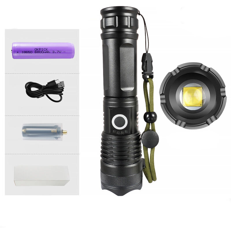 foto del prodotto rnemitery torcia led ultra potente, ricaricabile tramite usb, torcia tattica estremamente luminosa, torcia impermeabile zoomabile in 5 modalit 