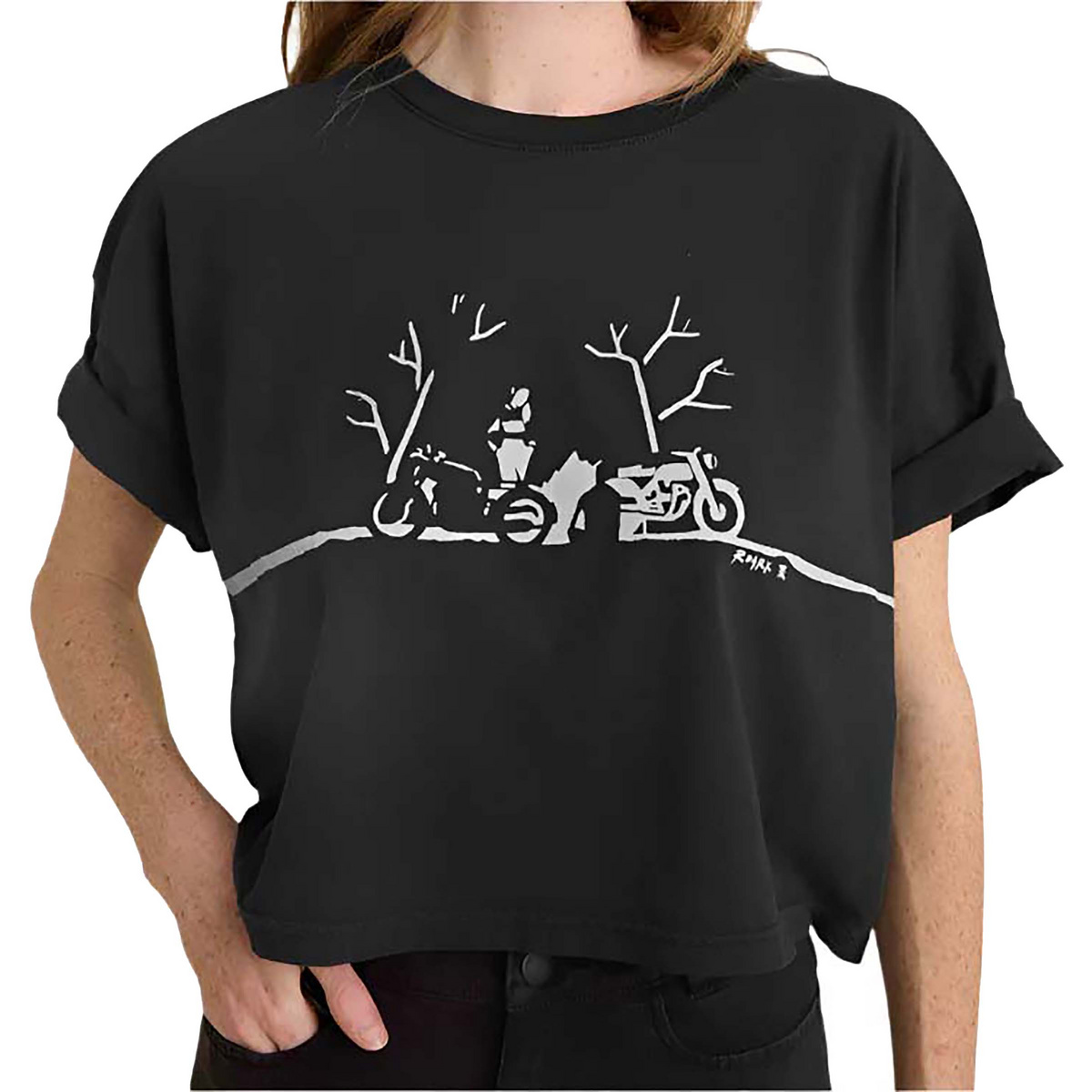 foto del prodotto roark donna maglietta night ride cropped boxy