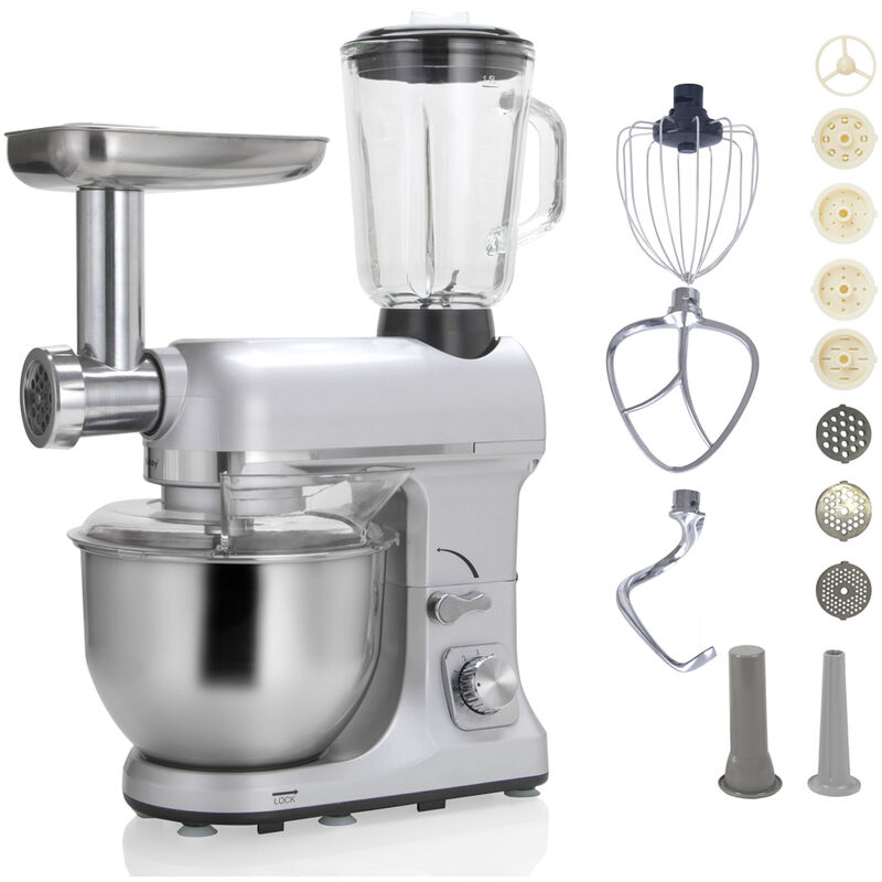 foto del prodotto robby robot multifunzione 5l 1000w argento con tritatutto e frullatore 1,5l in vetro robimix silver