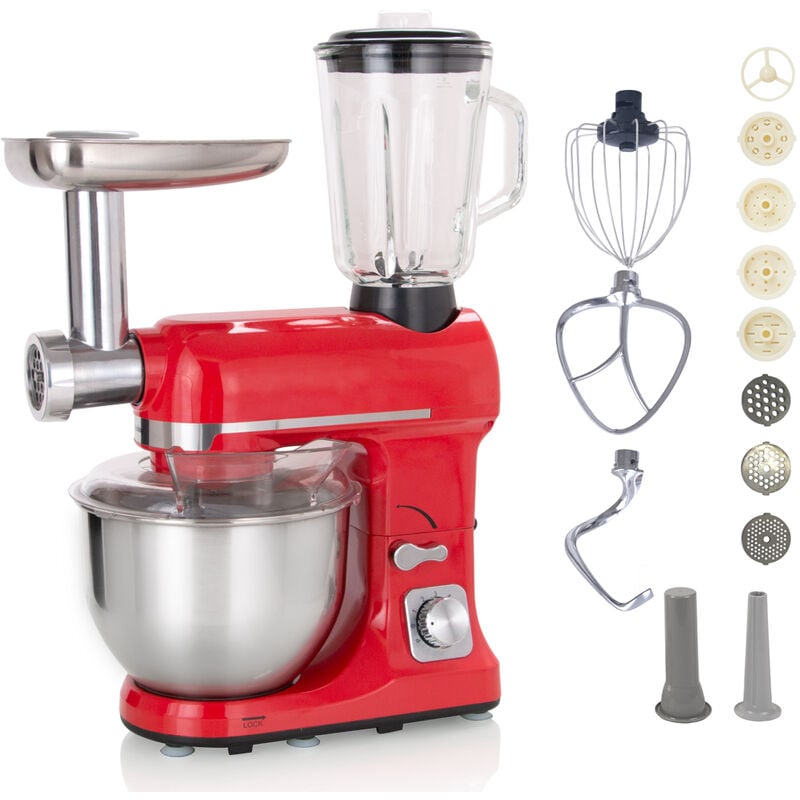 foto del prodotto robby robot multifunzione 5l 1000w rosso con tritatutto e frullatore in vetro da 1,5l robimix rouge