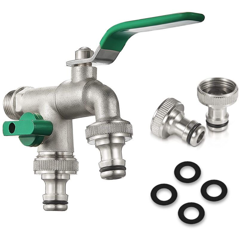 foto del prodotto robinet en laiton pour machine laver sortie d eau double, 1 23 43 4, pour cuisine, jardin vert 