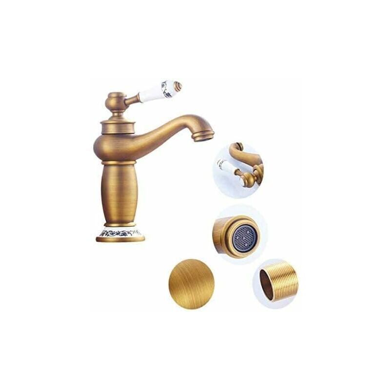 foto del prodotto robinet lavabo r tro laiton c ramique bleu et blanc entr e eau froide chaude