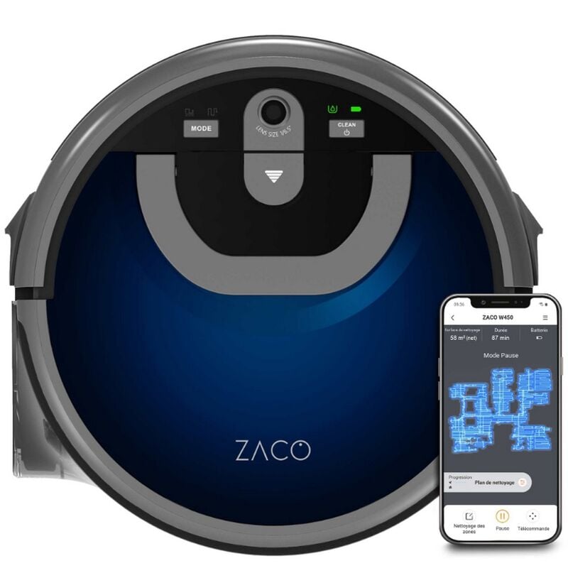 foto del prodotto robot aspirapolvere lavapavimenti collegato w450 zaco