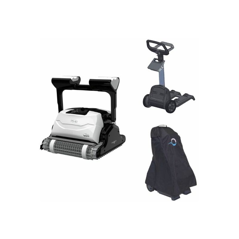foto del prodotto robot per piscina dolphin ps40 con spazzole combinate robot, carrello e copertura di protezione robot, carrello e copertura di protezione robot,