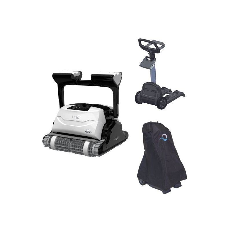 foto del prodotto robot per piscina dolphin ps50 con terza spazzola attiva robot, carrello e copertura di protezione robot, carrello e copertura di protezione robot,