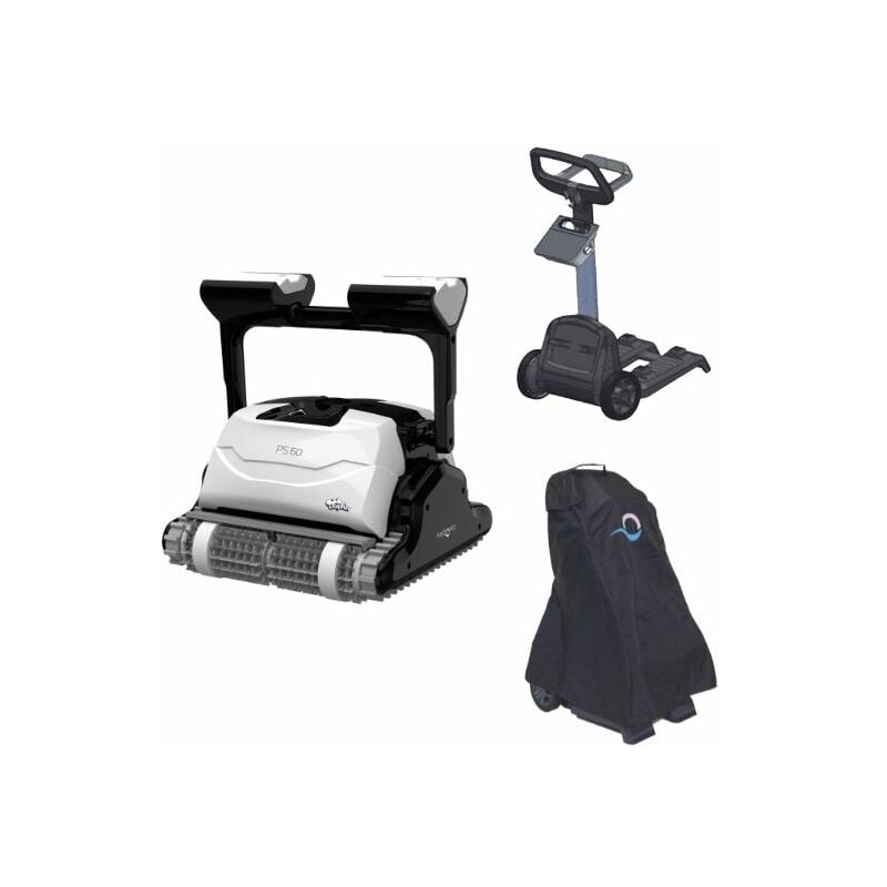foto del prodotto robot per piscina dolphin ps60 con spazzole combinate robot, carrello e copertura di protezione robot, carrello e copertura di protezione robot,