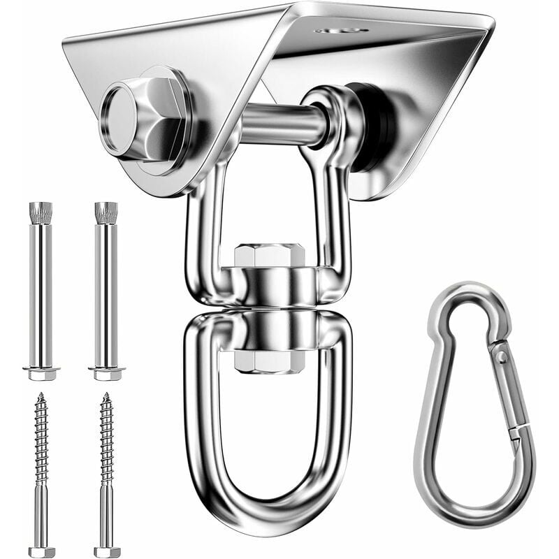 foto del prodotto robusto gancio da soffitto in acciaio inox, capacit di carico di 450 kg, rotazione di 360 , gancio per appendere l altalena con fissaggio a vite per