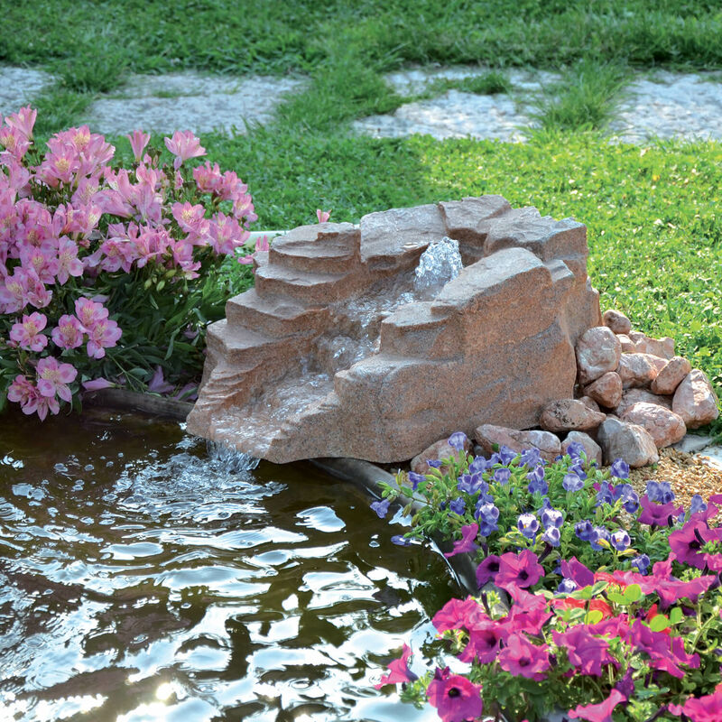 foto del prodotto roccia artificiale con sorgente 70x52x23 cm per laghetti da giardino in vetroresina