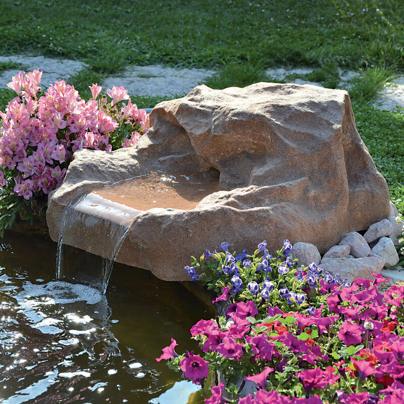 foto del prodotto roccia artificiale con sorgente 85x75x30 cm per laghetti da giardino in vetroresina