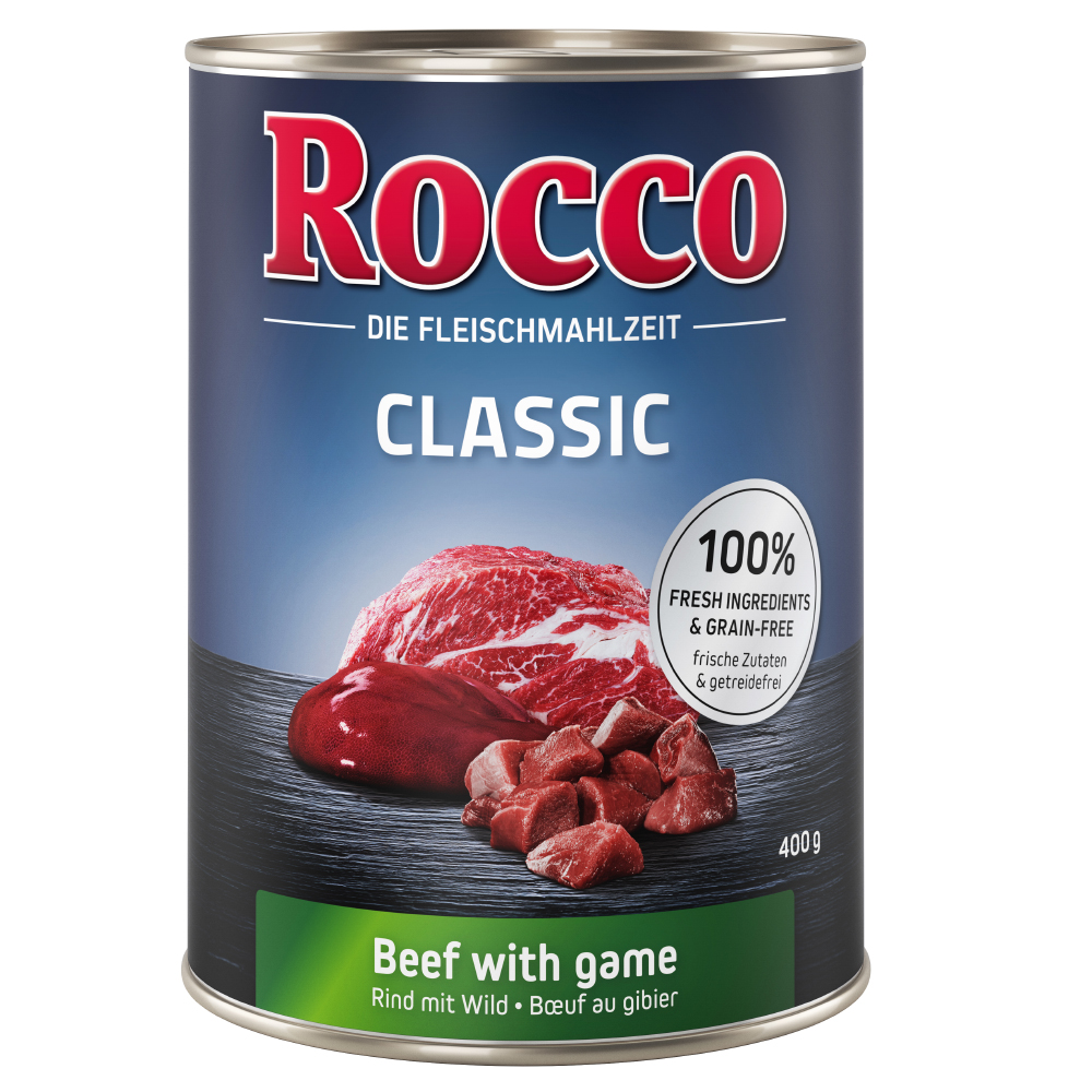 foto del prodotto rocco 1 x 400 g alimento umido per cani classic manzo con selvaggina