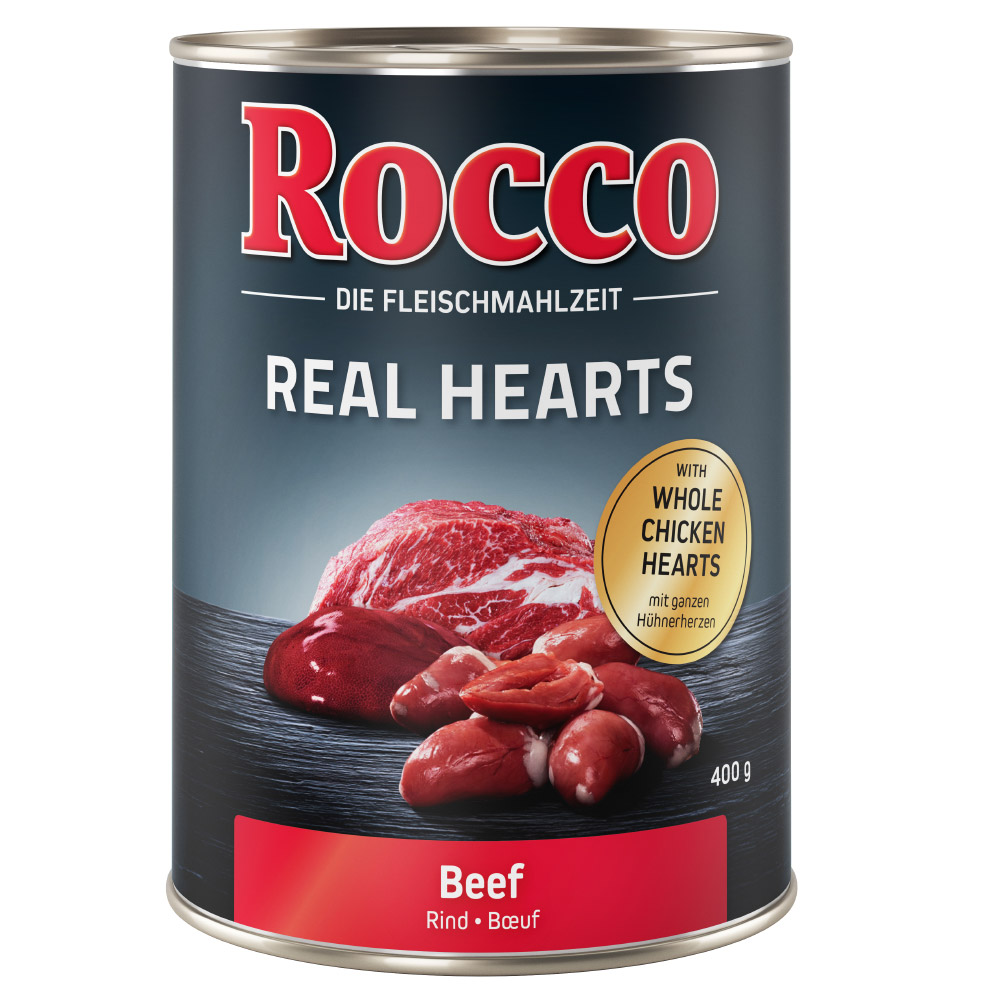 foto del prodotto rocco 1 x 400 g alimento umido per cani real hearts manzo cuori di pollo