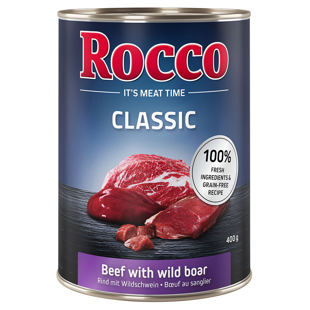 foto del prodotto rocco classic 6 x 400 g alimento umido per cani manzo con cinghiale