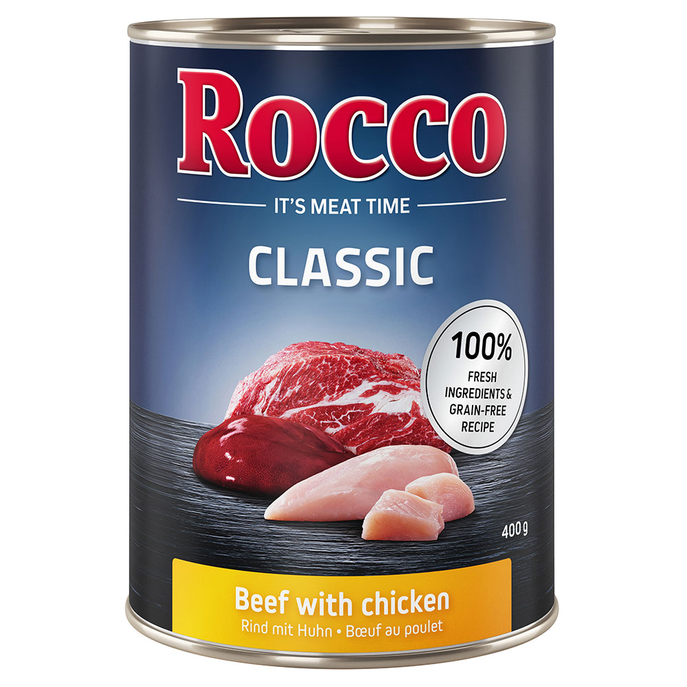 foto del prodotto rocco classic 6 x 400 g alimento umido per cani manzo con pollo