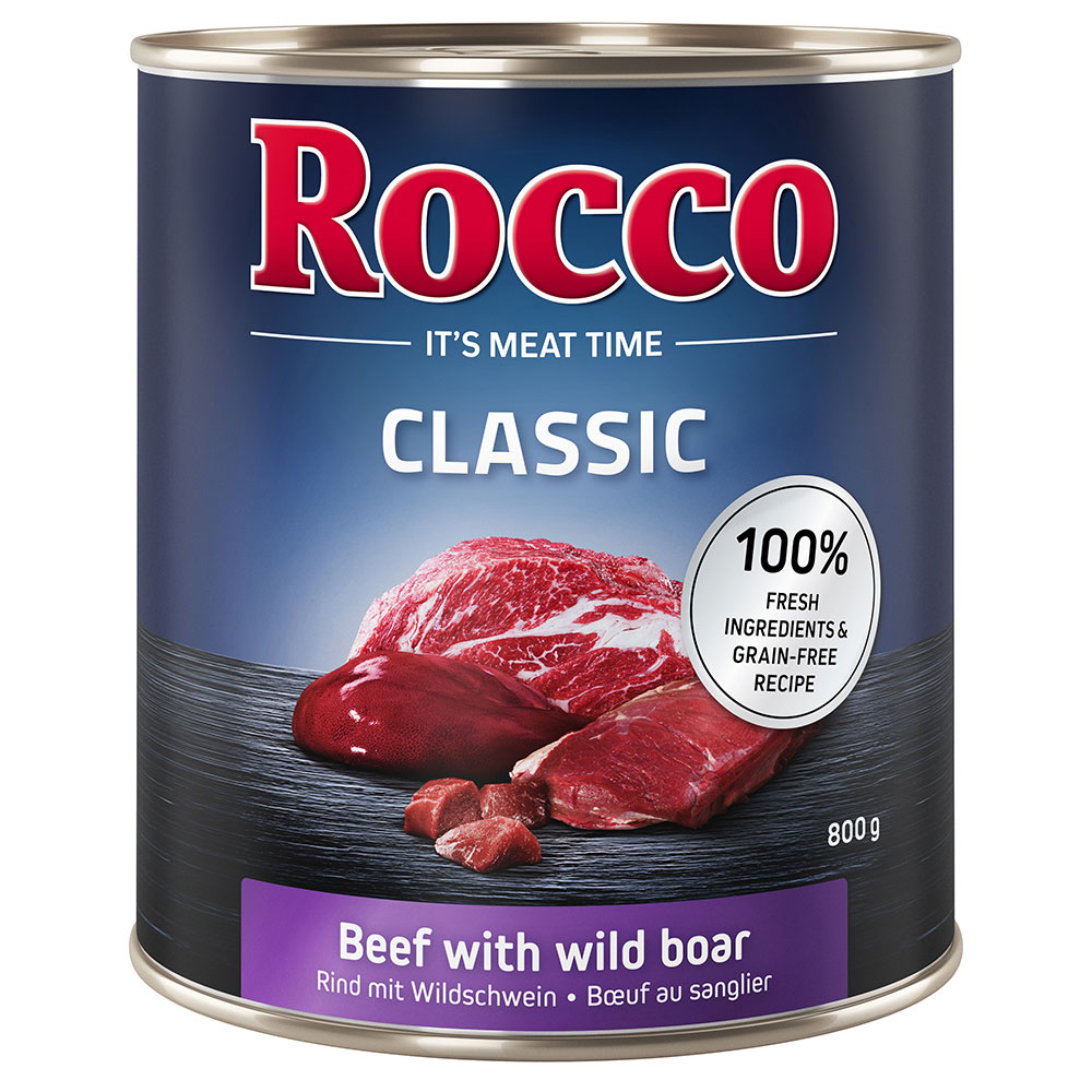 foto del prodotto rocco classic 6 x 800 g alimento umido per cani manzo con cinghiale