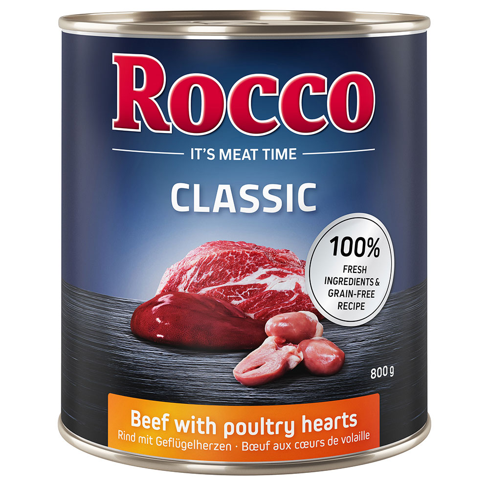 foto del prodotto rocco classic 6 x 800 g alimento umido per cani manzo con cuori di pollo