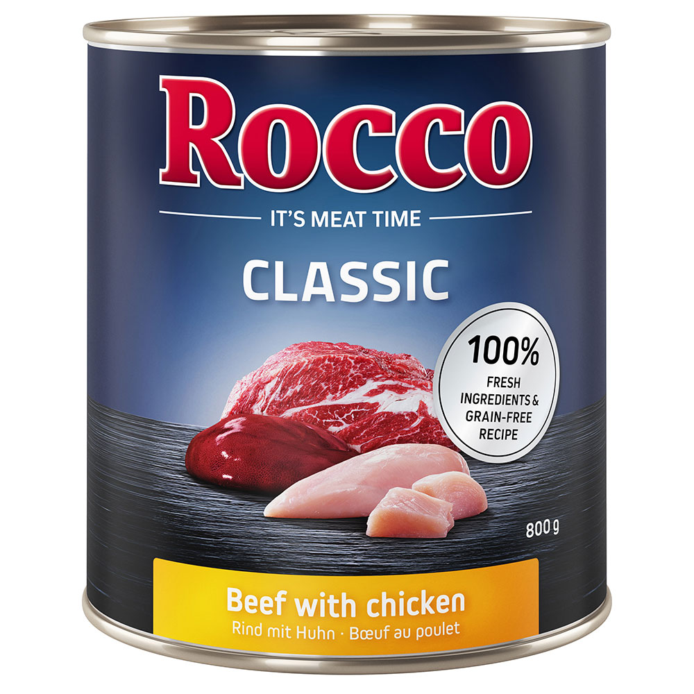 foto del prodotto rocco classic 6 x 800 g alimento umido per cani manzo con pollo