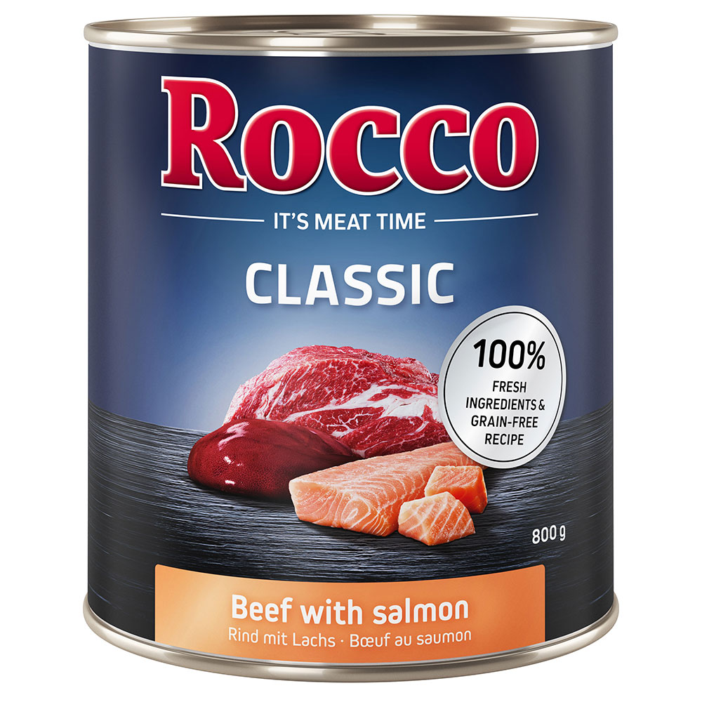 foto del prodotto rocco classic 6 x 800 g alimento umido per cani manzo con salmone