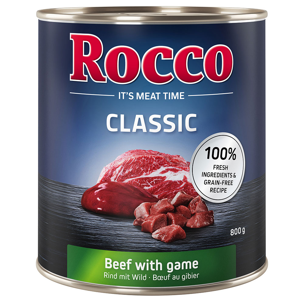 foto del prodotto rocco classic 6 x 800 g alimento umido per cani manzo con selvaggina