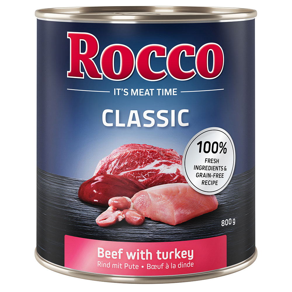 foto del prodotto rocco classic 6 x 800 g alimento umido per cani manzo con tacchino
