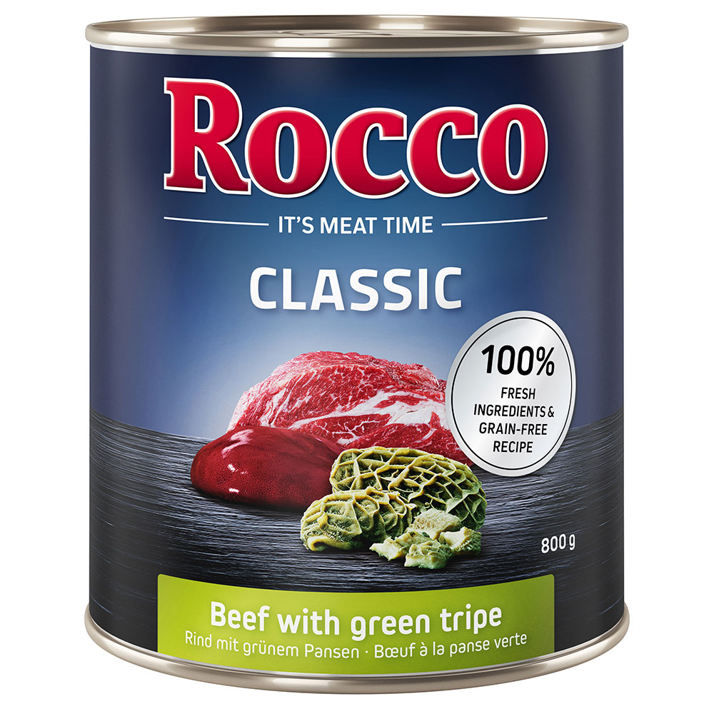 foto del prodotto rocco classic 6 x 800 g alimento umido per cani manzo con trippa verde