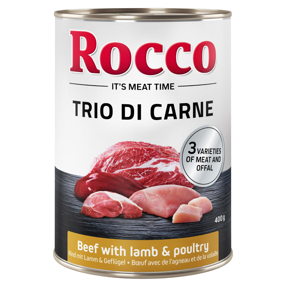 foto del prodotto rocco classic trio di carne 6 x 400 g alimento umido per cani - manzo, agnello &amp; pollame