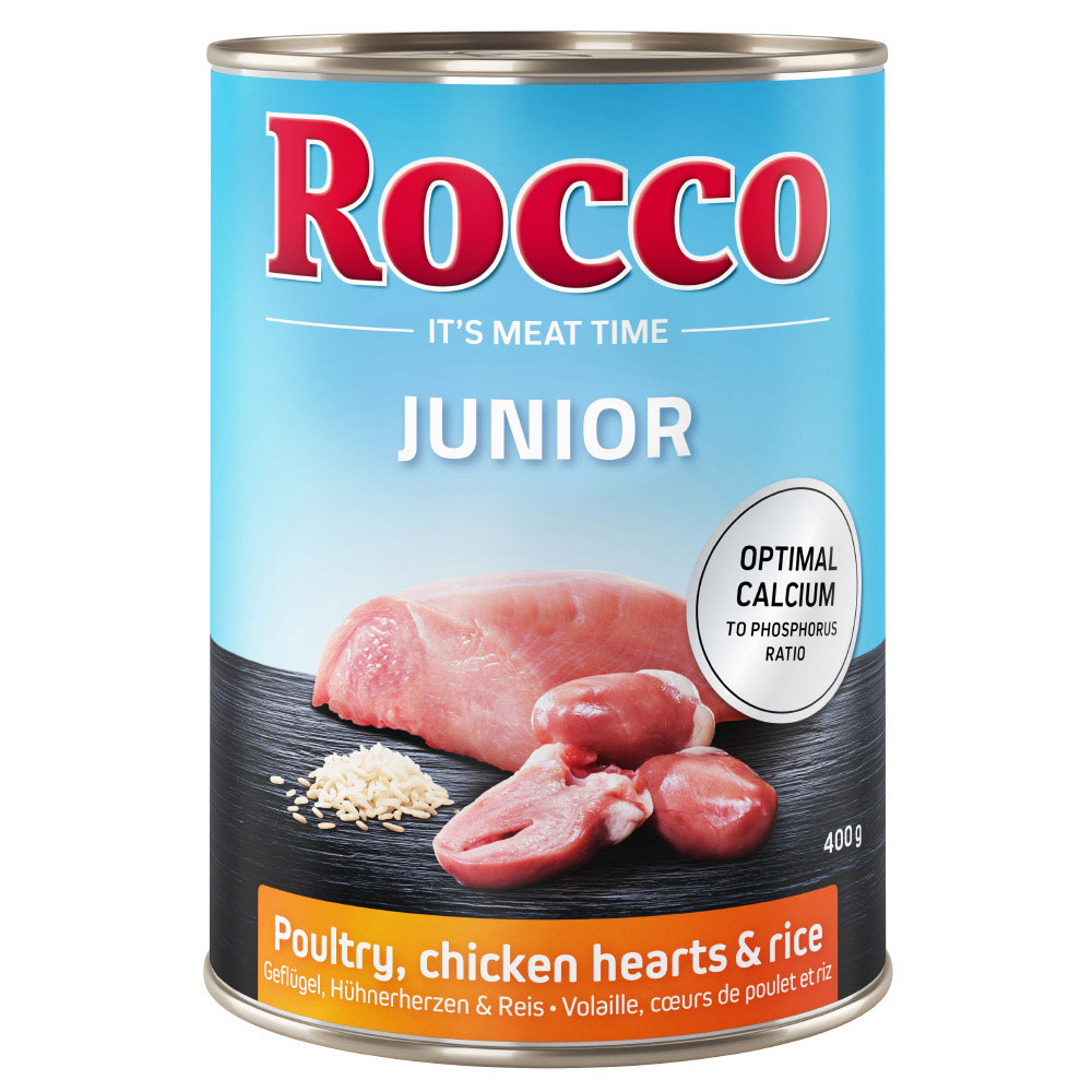 foto del prodotto rocco junior 12 x 400 g umido per cane - pollame con cuori di pollo e riso