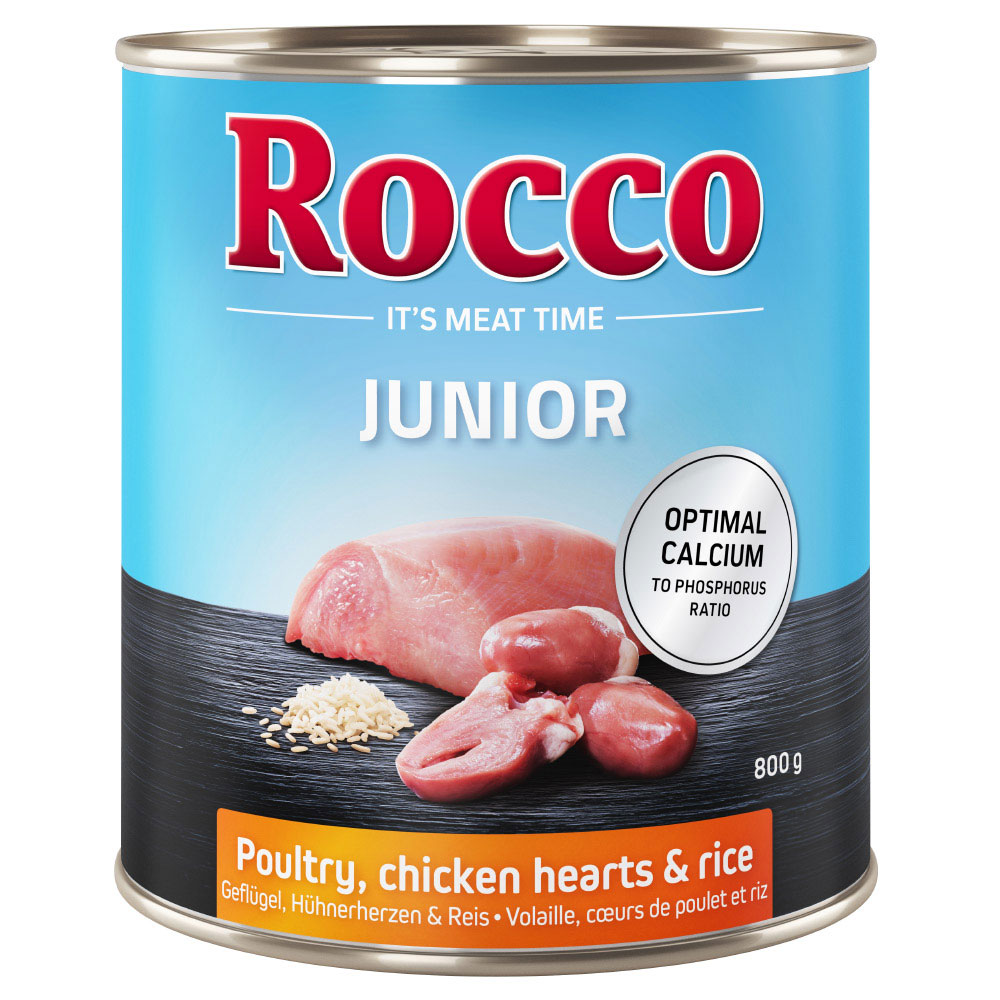 foto del prodotto rocco junior 12 x 800 g umido per cane - pollame con cuori di pollo e riso