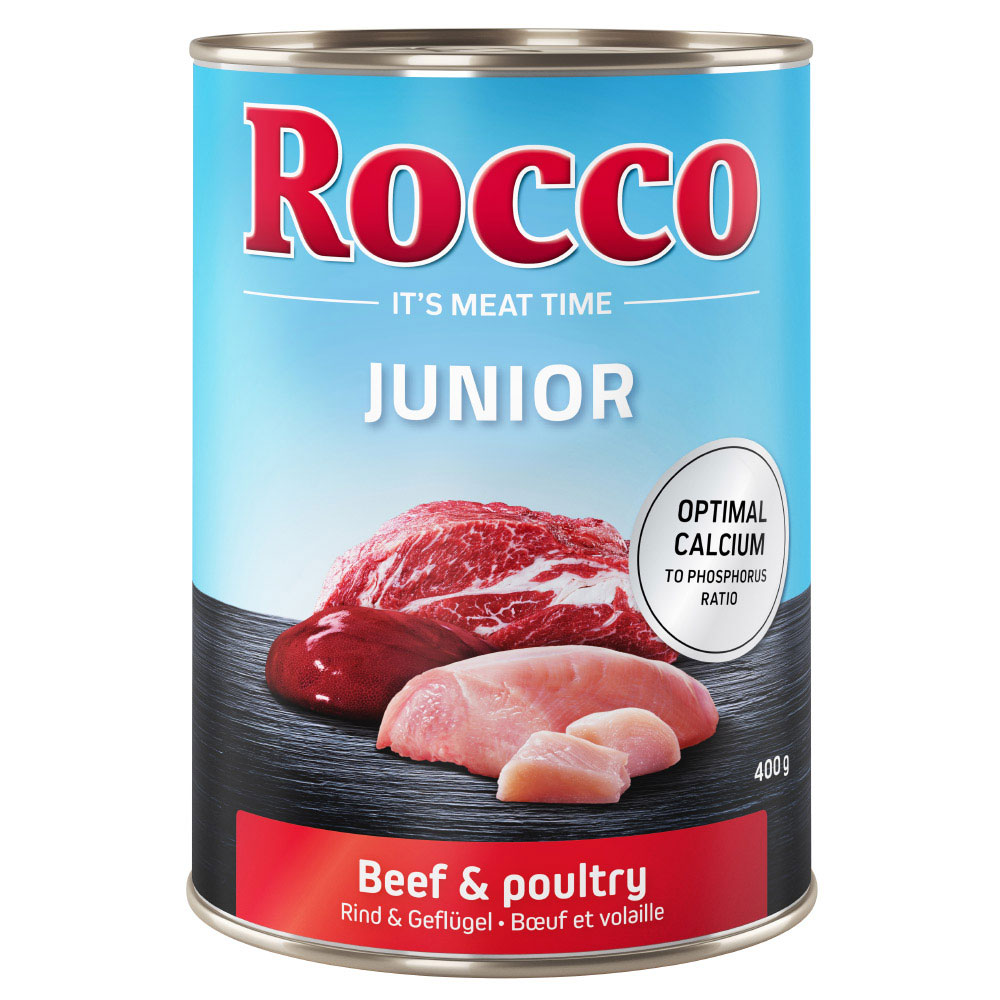 foto del prodotto rocco junior 6 x 400 g umido per cane pollame con manzo