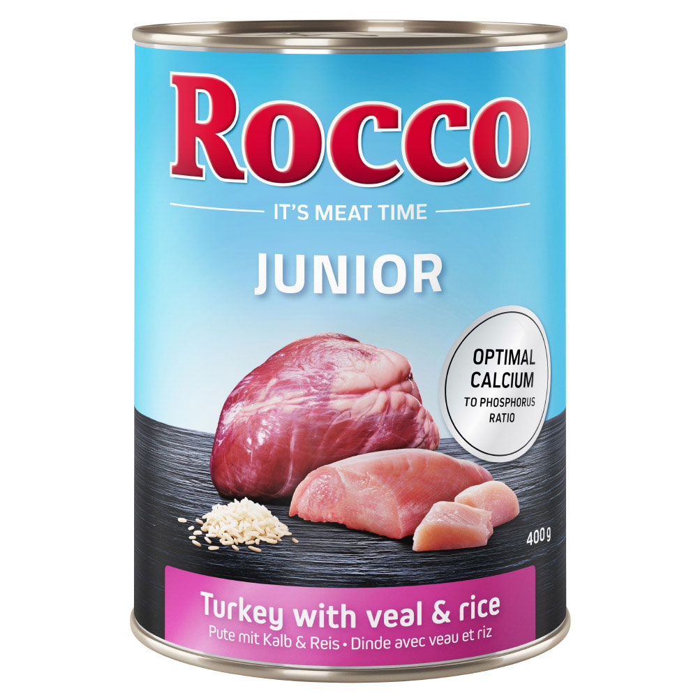 foto del prodotto rocco junior 6 x 400 g umido per cane tacchino con cuori di vitello e riso