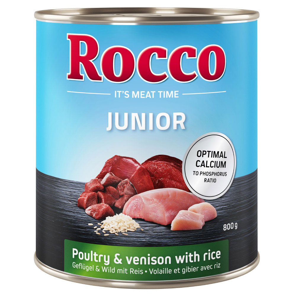 foto del prodotto rocco junior 6 x 800 g umido cane pollame, selvaggina e riso