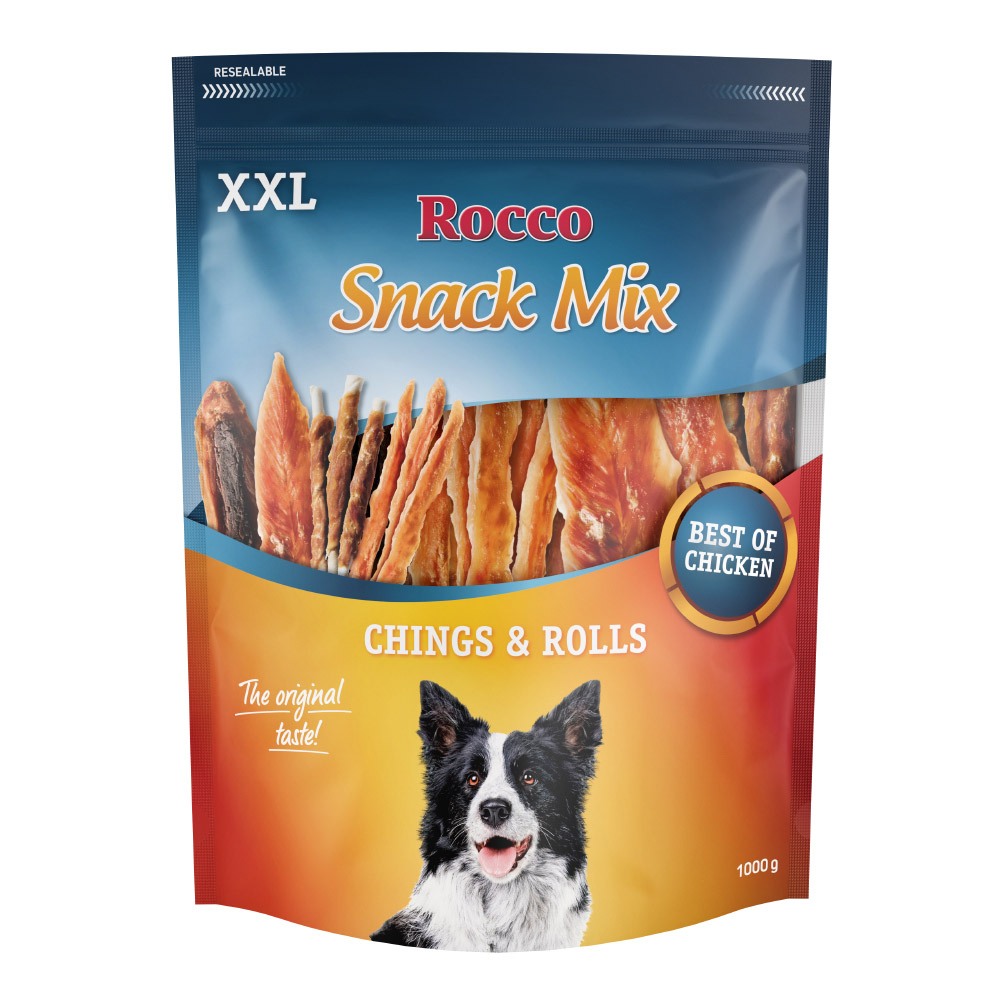 foto del prodotto rocco mix chings rolls snack per cani - set 2 x 1 kg
