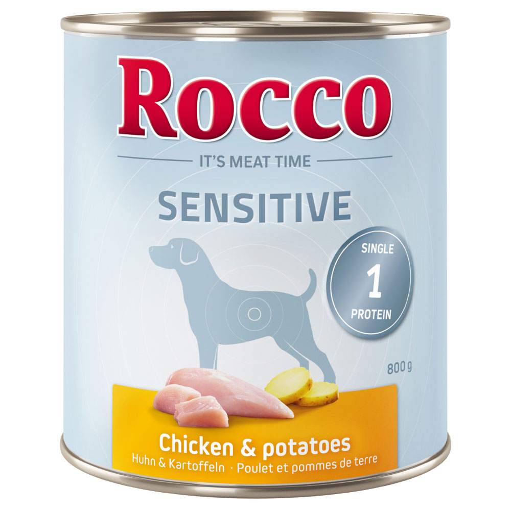 foto del prodotto rocco sensitive 6 x 800 g alimento umido per cani pollo patate