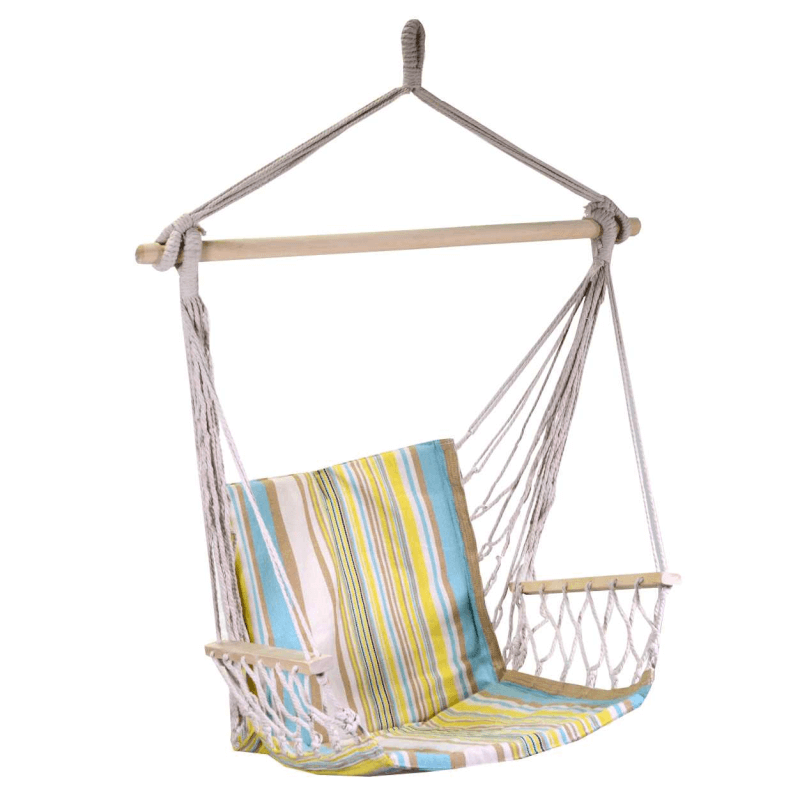 foto del prodotto rocking chair in yellow striped fabric cm50h100