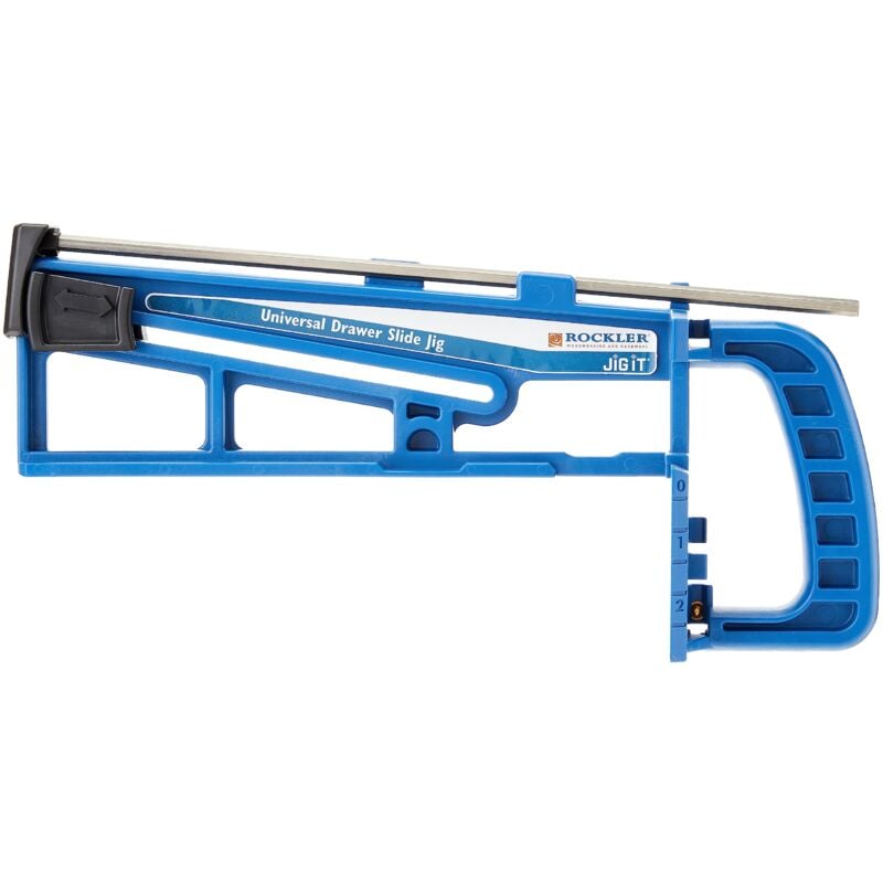 foto del prodotto rockler 865042 guida di trapanatura per cassettiere, 0.02 v, blu