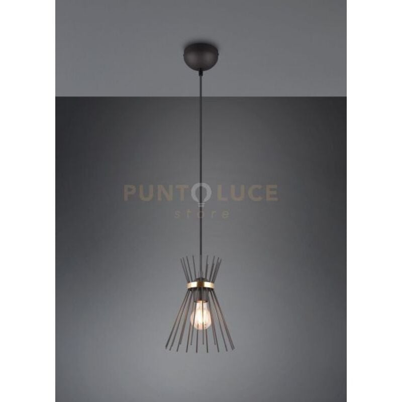 foto del prodotto rod sospensione bacchette di metallo nero e oro d. 20cm 1 luce attacco e27