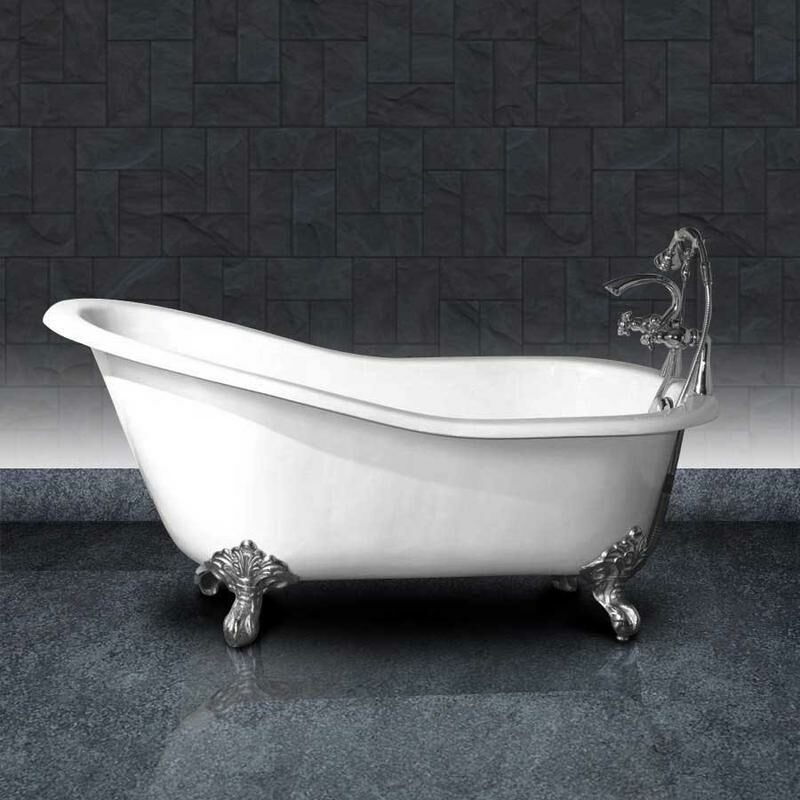 foto del prodotto rogier mothes vasca da bagno freestanding in ghisa stile classico con piedini ashford bianca 138 cm piedini cromati