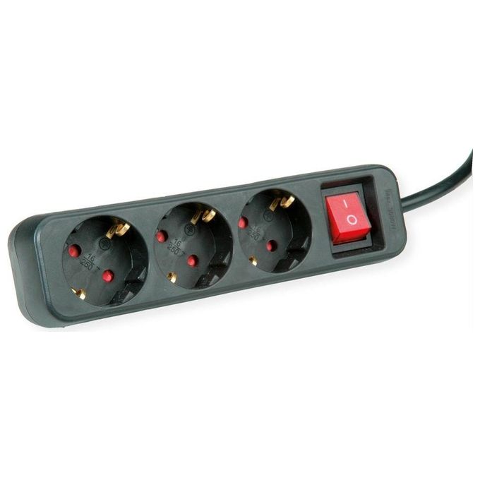 foto del prodotto roline power strip 3x con switch nero 1.5mt shuko
