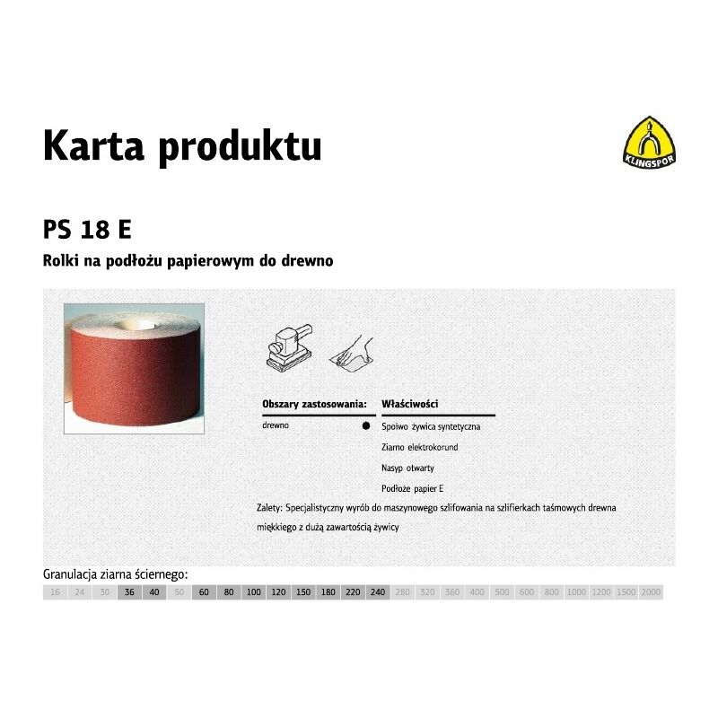 foto del prodotto rolka na pod o u papierowym ps18e 150mm gr. 40 30mb klingspor