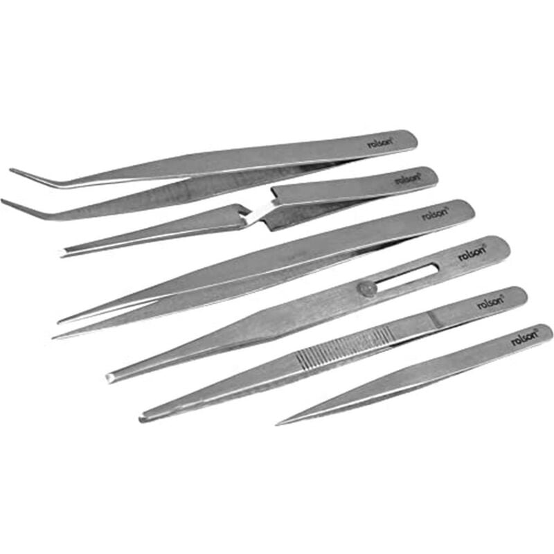 foto del prodotto rolson tools 59104 set di pinzette in acciaio inox, 6 pezzi