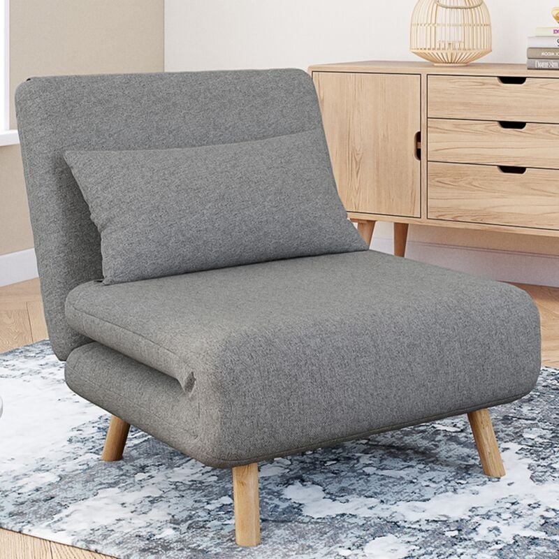 foto del prodotto romeo divano letto trasformabile 1 posto 80x190 cm in tessuto grigio chiaro