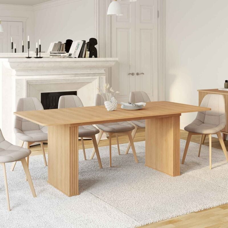 foto del prodotto romie mesa de comedor extensible con efecto de listones para 6 10 personas 160 200cm