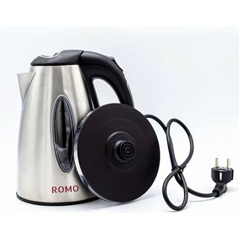 foto del prodotto romo bollitore elettrico da 1,7 litri. 2200w. acciaio inossidabile. ebollizione rapida. base a 360 . spegnimento automatico